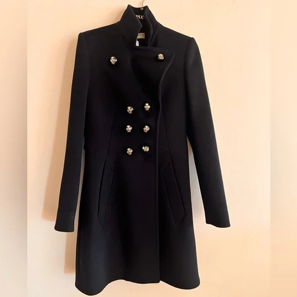 NWT Runway Emilio Pucci Wool Double Breasted Black Coat Italy Size 40 US 6 - Picture 6 of 15